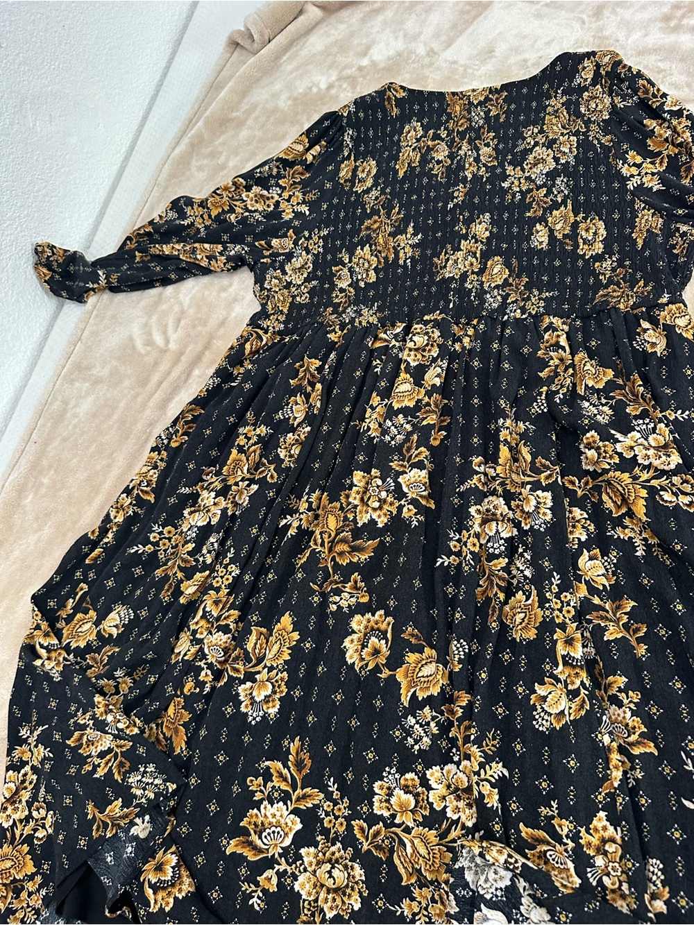 Torrid Black Dress with Gold and Tan Floral Print - Picture 4 of 4